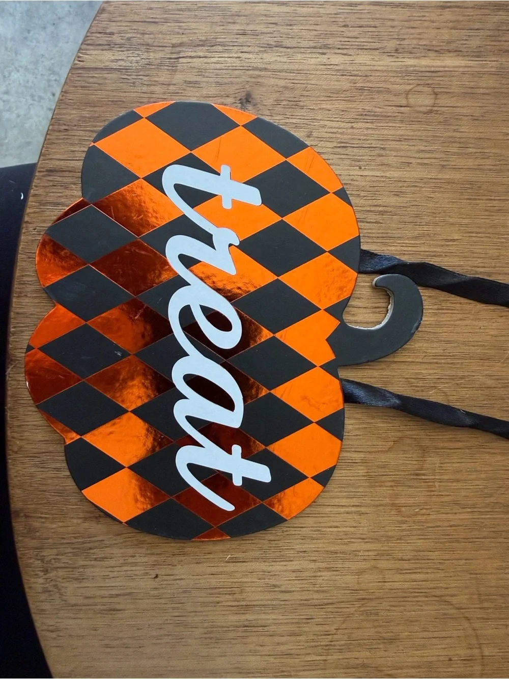 Hobby Lobby Orange Black White Halloween 'Trick or Treat' Hanging Pumpkin Sign